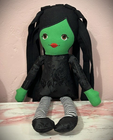 Elphira - A Handcrafted Heirloom Rag Doll Inspired by Wicked