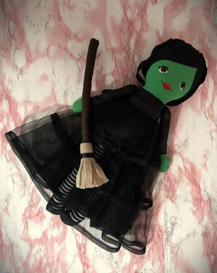 Elphira - A Handcrafted Heirloom Rag Doll Inspired by Wicked