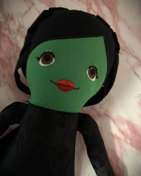 Elphira - A Handcrafted Heirloom Rag Doll Inspired by Wicked